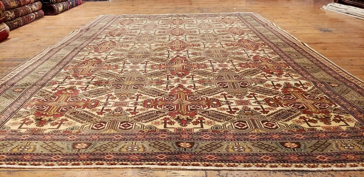 Turkish Area Rug Unique Vintage 1980-1990's Turkish Tribal Bunyan Rug 6x9ft Cappadocia Rug Collection