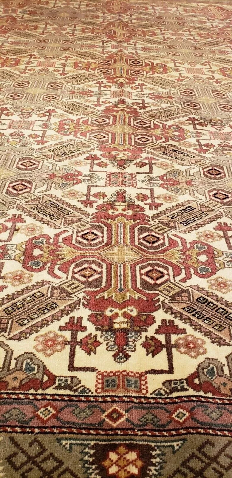 Turkish Area Rug Unique Vintage 1980-1990's Turkish Tribal Bunyan Rug 6x9ft Cappadocia Rug Collection