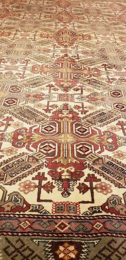 Turkish Area Rug Unique Vintage 1980-1990's Turkish Tribal Bunyan Rug 6x9ft Cappadocia Rug Collection