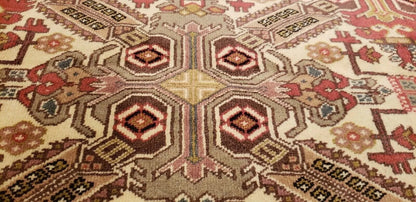Turkish Area Rug Unique Vintage 1980-1990's Turkish Tribal Bunyan Rug 6x9ft Cappadocia Rug Collection