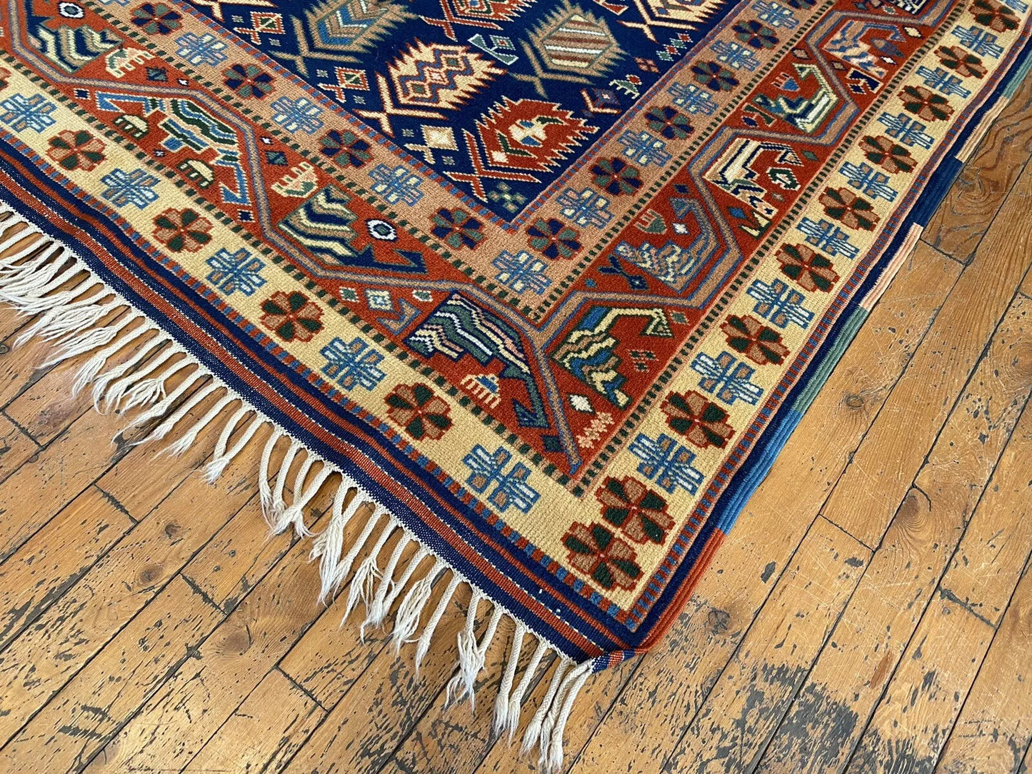 Handmade Exquisite Antique 1930-1940s Natural Dye Wool Pile Armenian Rug 4x6ft Cappadocia Rug Collection