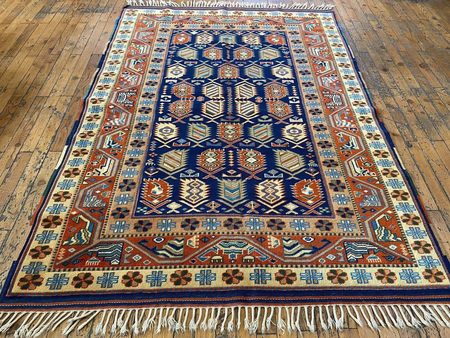 Handmade Exquisite Antique 1930-1940s Natural Dye Wool Pile Armenian Rug 4x6ft Cappadocia Rug Collection