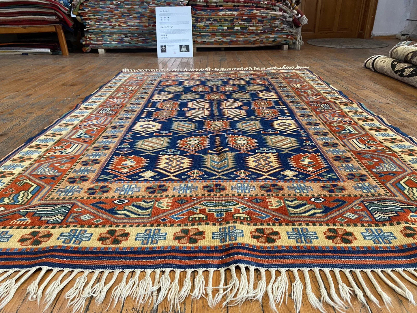 Handmade Exquisite Antique 1930-1940s Natural Dye Wool Pile Armenian Rug 4x6ft Cappadocia Rug Collection