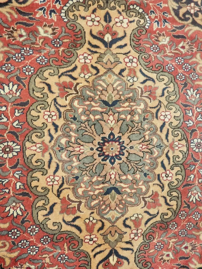 Rare Vintage 1950's Natural Dye Wool Pile High-End Hereke Rug 6'3"×9'9"