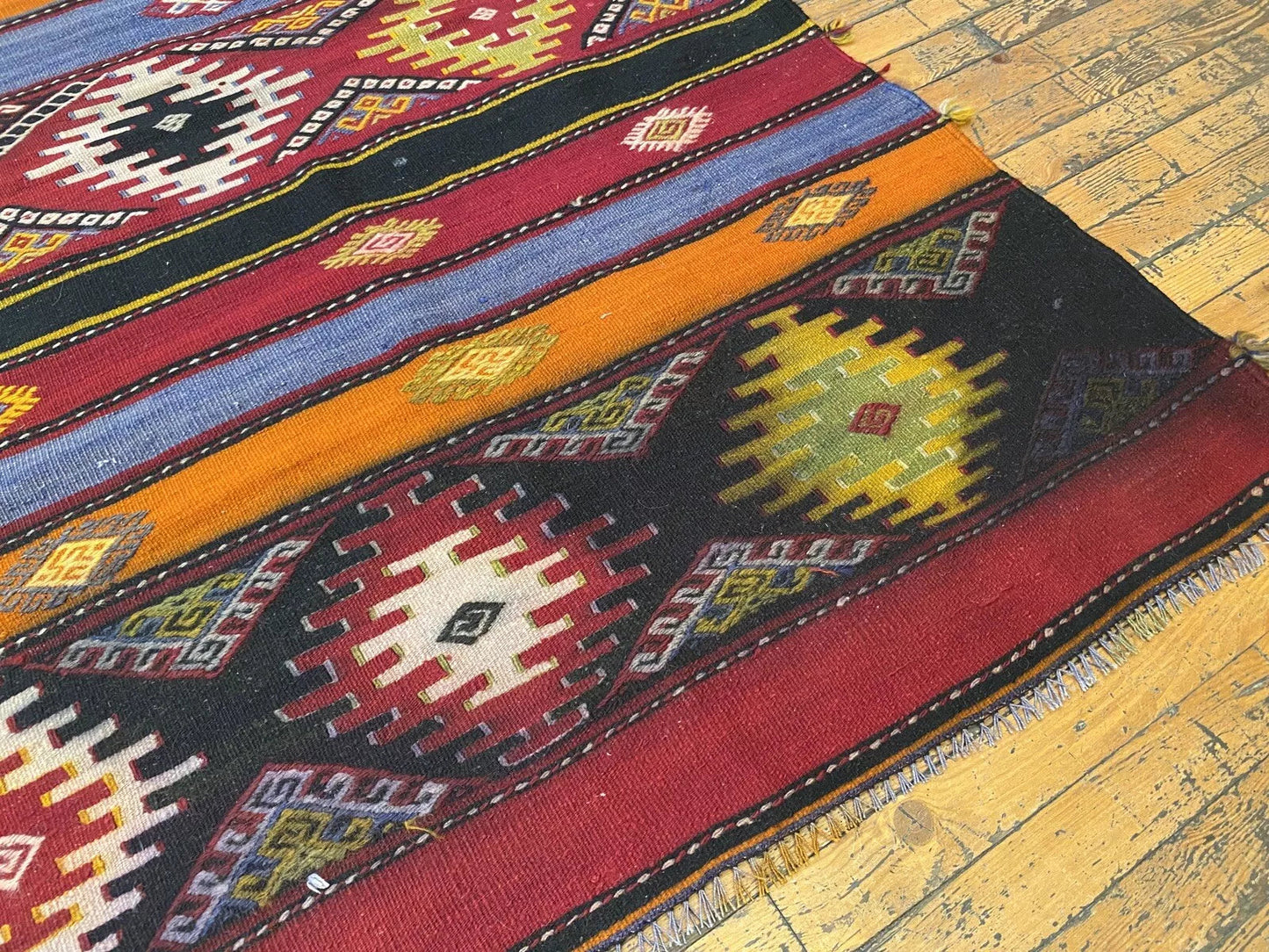 Pre-1900s Antique Embroidered Panels Camel Bag Rug 6'6" x 10’8” Museum Qlty. Cappadocia Rug Collection