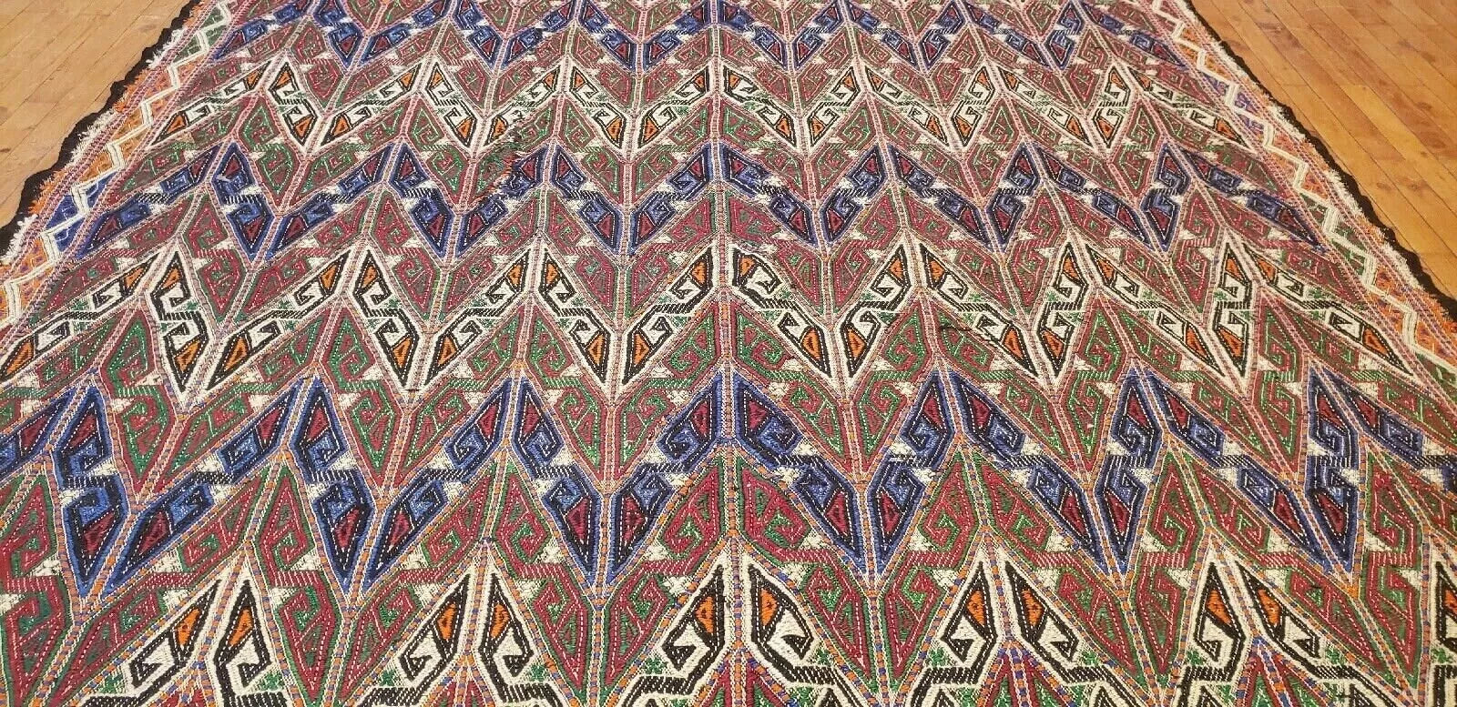 Antique 1945's Embroidered Cicim Kilim Rug 6'3"×9'2" Museum Qlty. Cappadocia Rug Collection