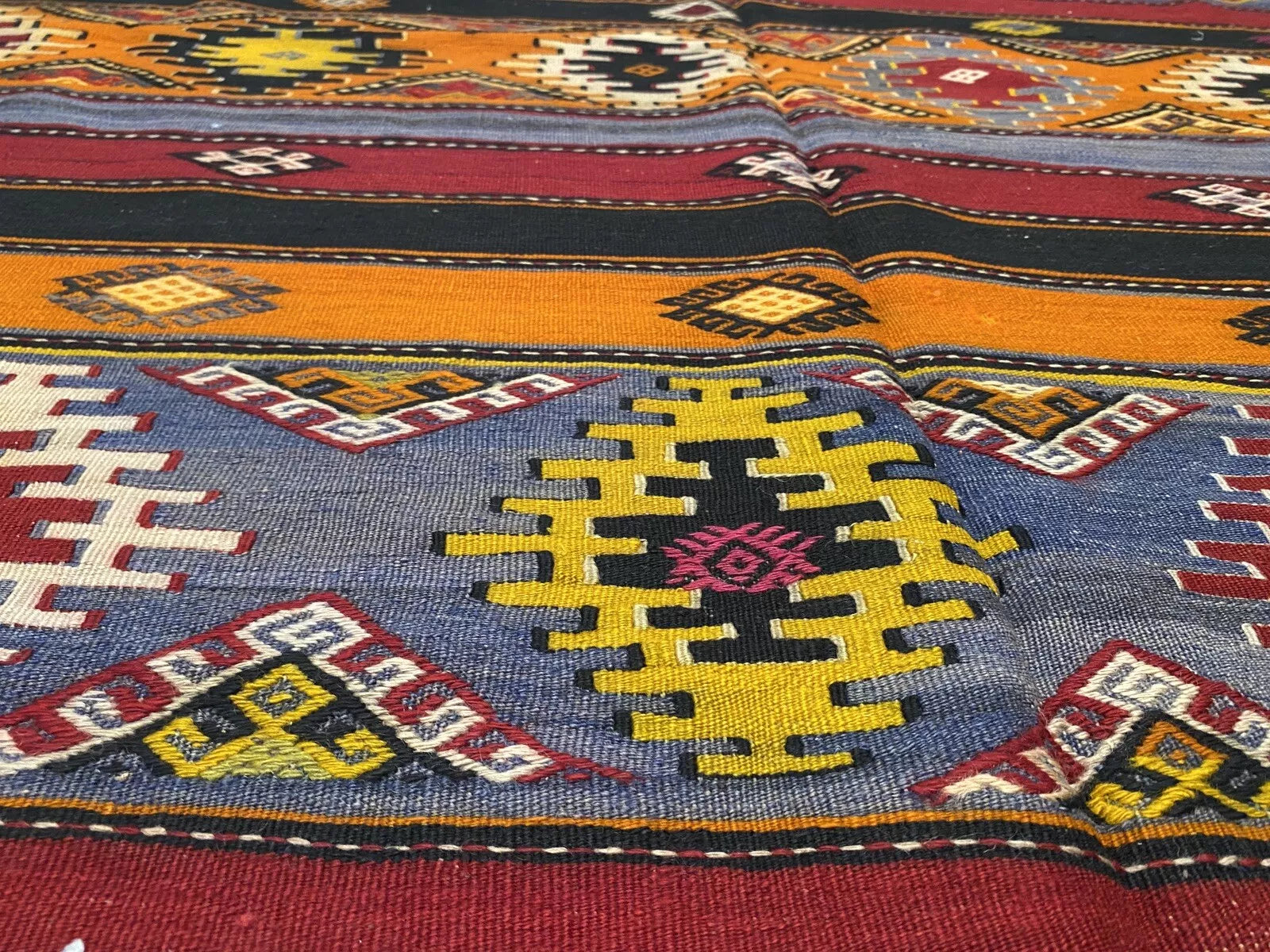 Pre-1900s Antique Embroidered Panels Camel Bag Rug 6'6" x 10’8” Museum Qlty. Cappadocia Rug Collection