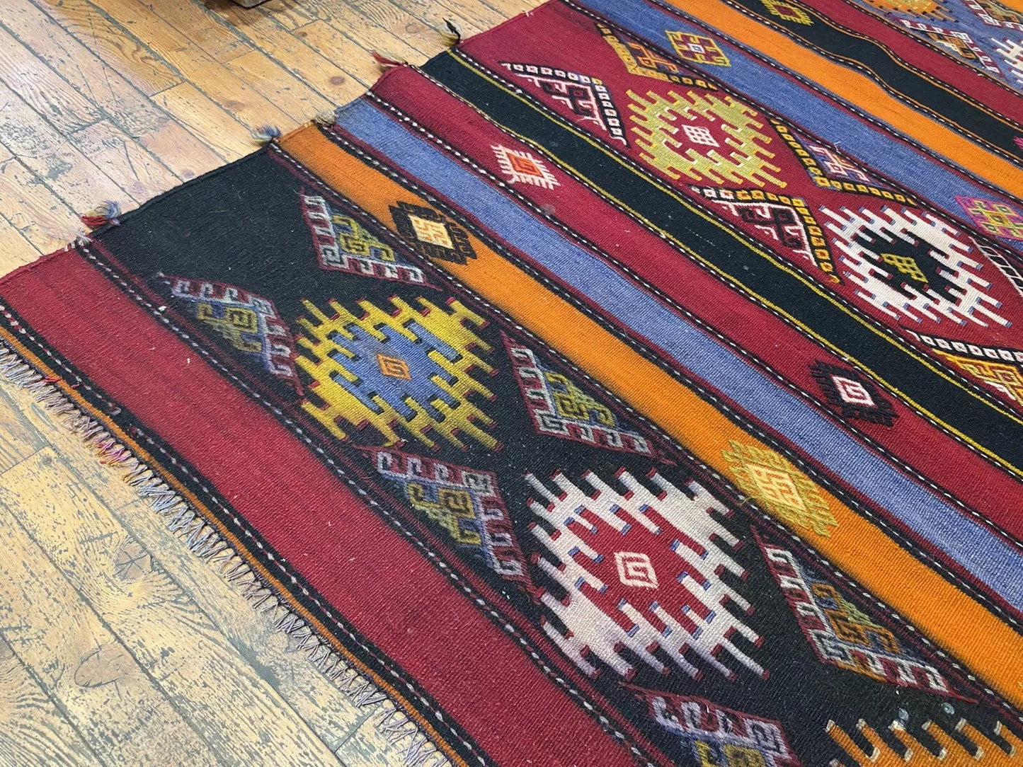 Pre-1900s Antique Embroidered Panels Camel Bag Rug 6'6" x 10’8” Museum Qlty. Cappadocia Rug Collection