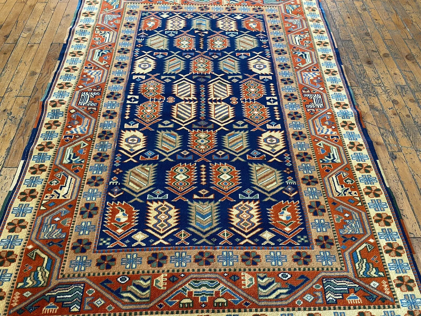 Handmade Exquisite Antique 1930-1940s Natural Dye Wool Pile Armenian Rug 4x6ft Cappadocia Rug Collection