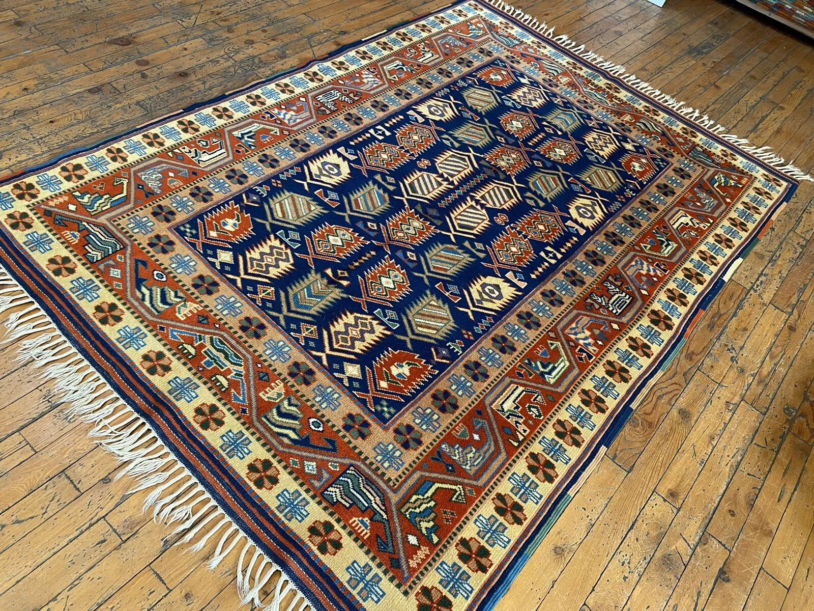 Handmade Exquisite Antique 1930-1940s Natural Dye Wool Pile Armenian Rug 4x6ft Cappadocia Rug Collection
