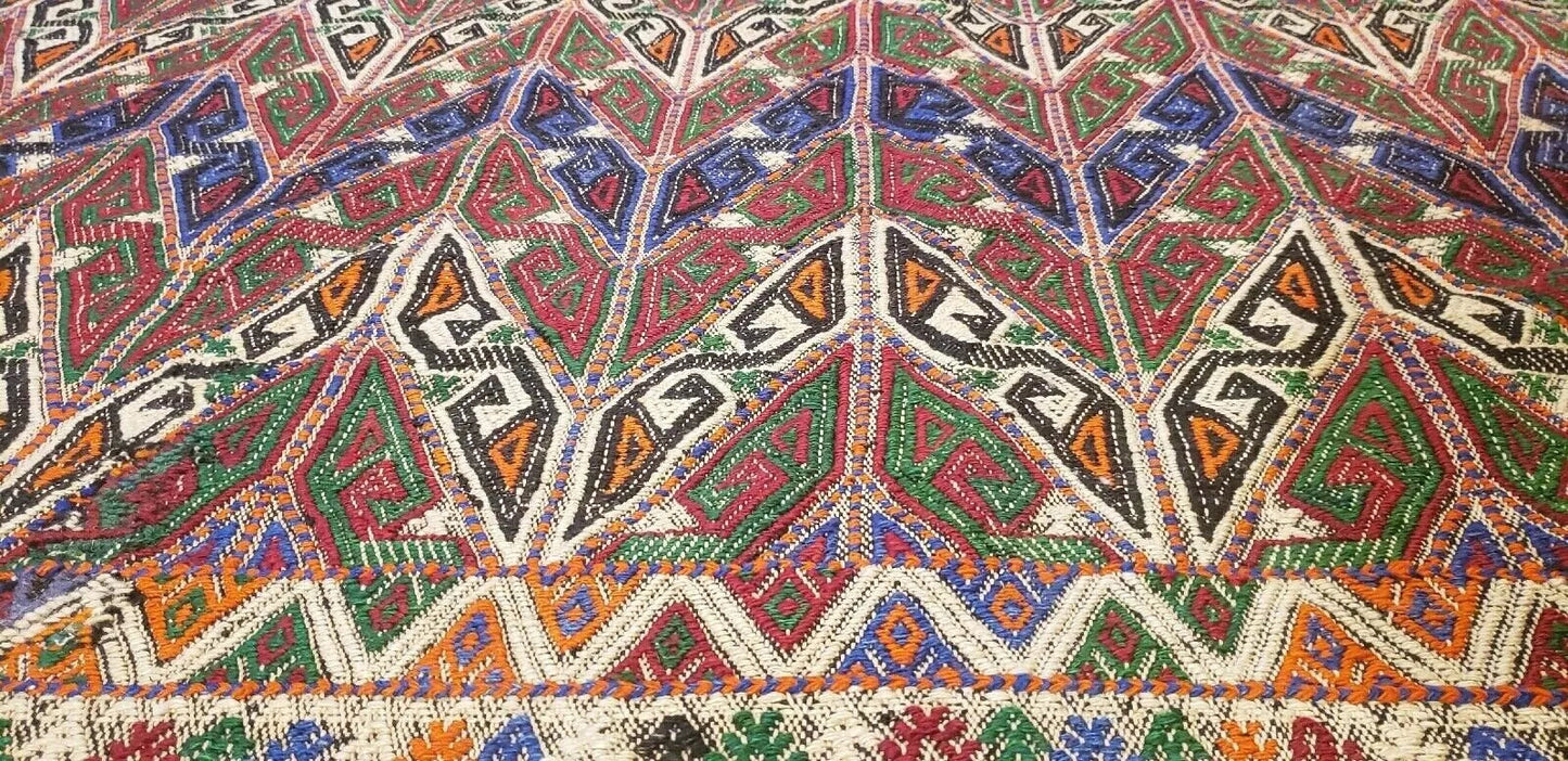 Antique 1945's Embroidered Cicim Kilim Rug 6'3"×9'2" Museum Qlty. Cappadocia Rug Collection