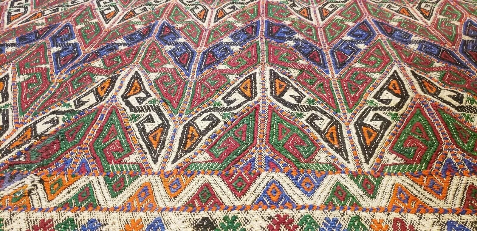 Antique 1945's Embroidered Cicim Kilim Rug 6'3"×9'2" Museum Qlty. Cappadocia Rug Collection