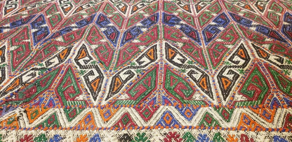 Antique 1945's Embroidered Cicim Kilim Rug 6'3"×9'2" Museum Qlty. Cappadocia Rug Collection