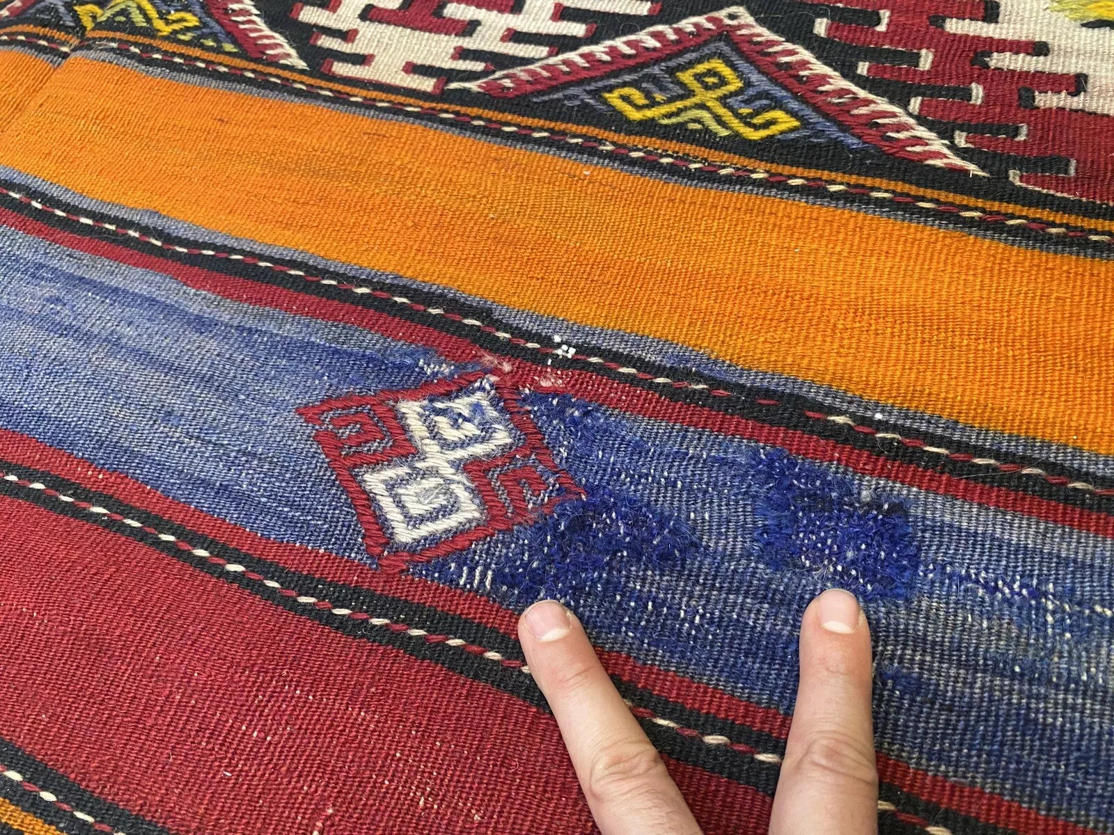 Pre-1900s Antique Embroidered Panels Camel Bag Rug 6'6" x 10’8” Museum Qlty. Cappadocia Rug Collection