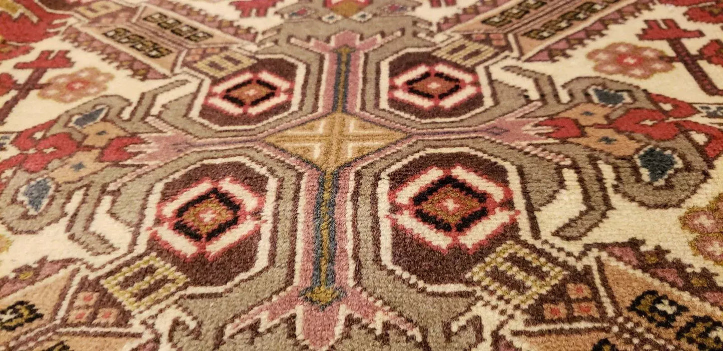 Turkish Area Rug Unique Vintage 1980-1990's Turkish Tribal Bunyan Rug 6x9ft Cappadocia Rug Collection