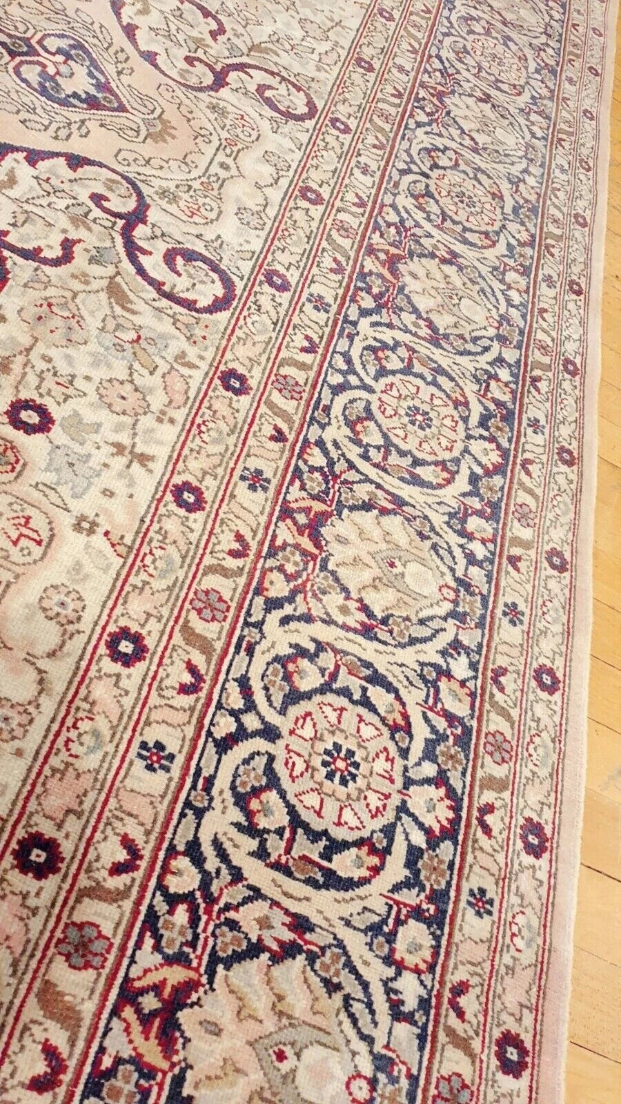 Antique 1940-1950's Distressed Wool Pile Old Pink Color Oushak Area Rug 9x12ft