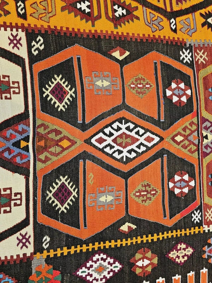 Dated 1977 Vintage Natural Dye Wool, Flat-Woven Kilim Runner 3'3" X 15'4" Cappadocia Rug Collection