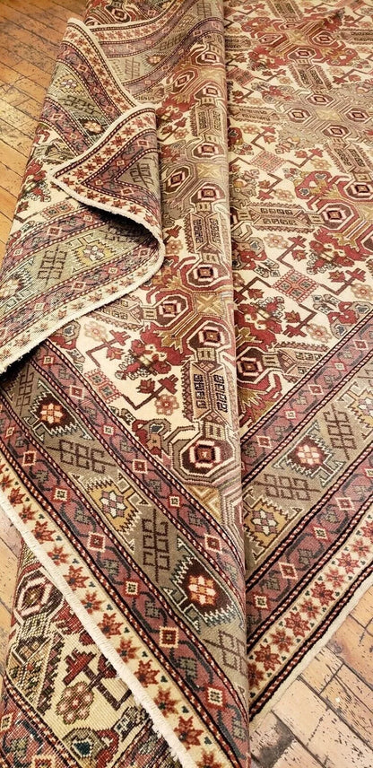 Turkish Area Rug Unique Vintage 1980-1990's Turkish Tribal Bunyan Rug 6x9ft Cappadocia Rug Collection