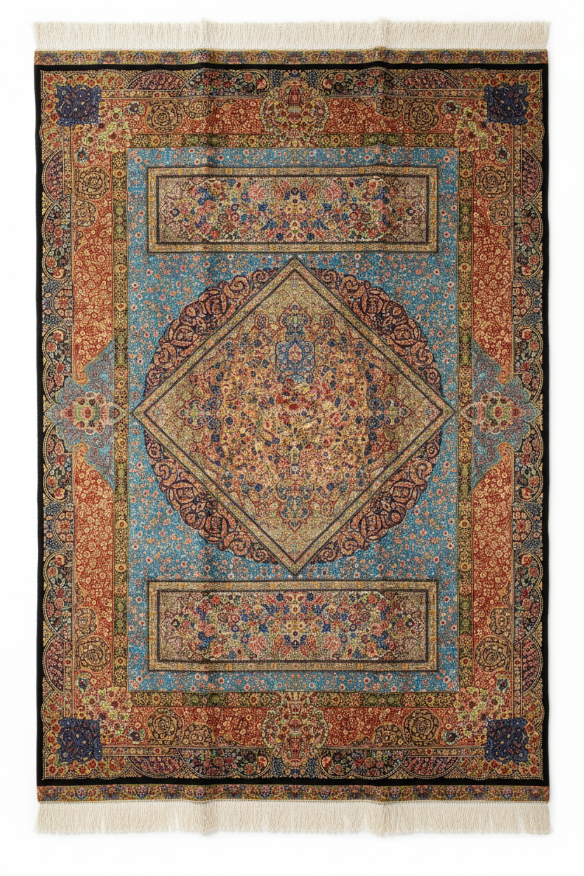 Luxury Turkish Silk Rug 5x7ft | Diamond Medallion Design Premium Carpet ...