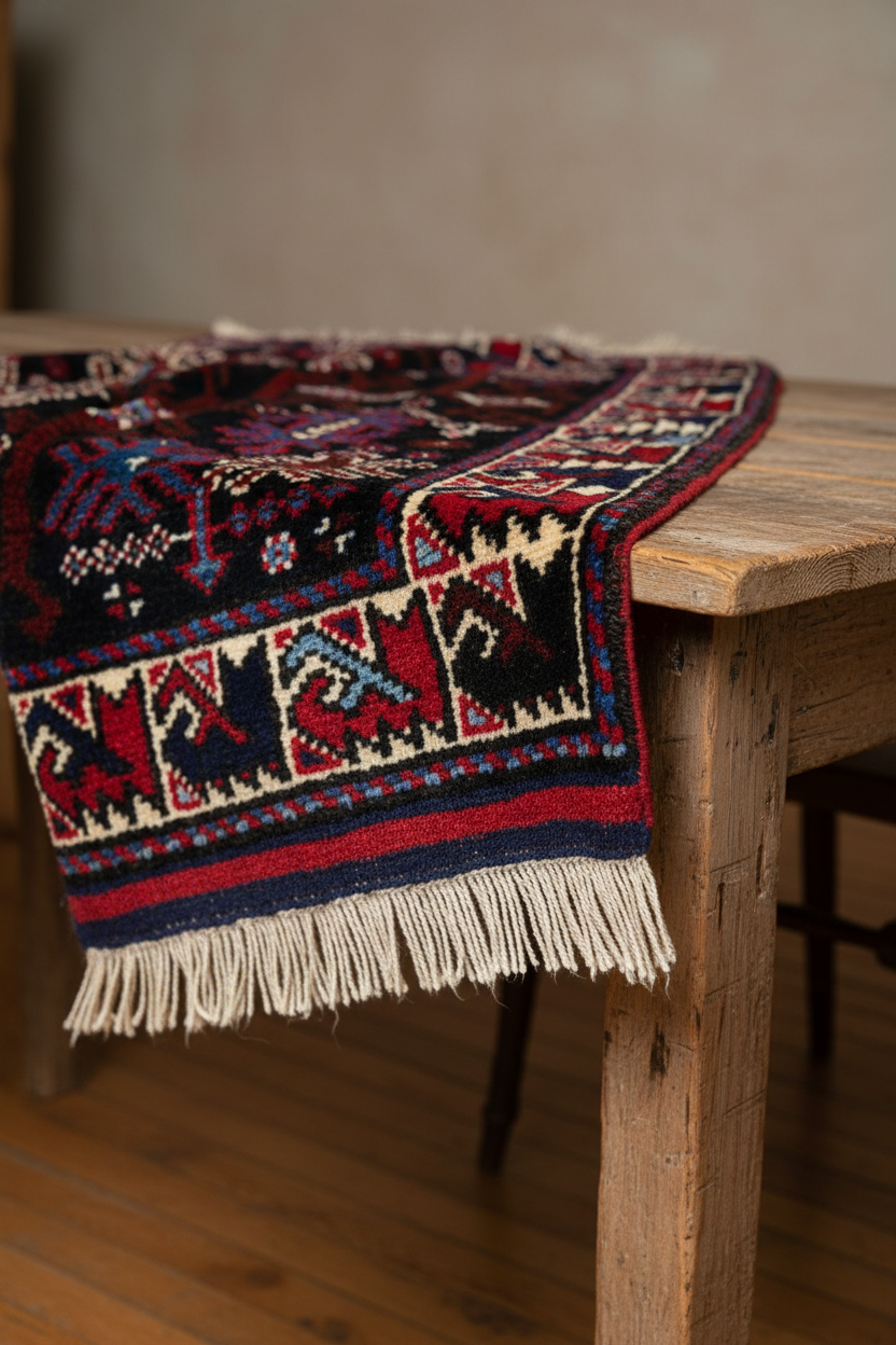 Small Bergama Rug – Draped on Table
