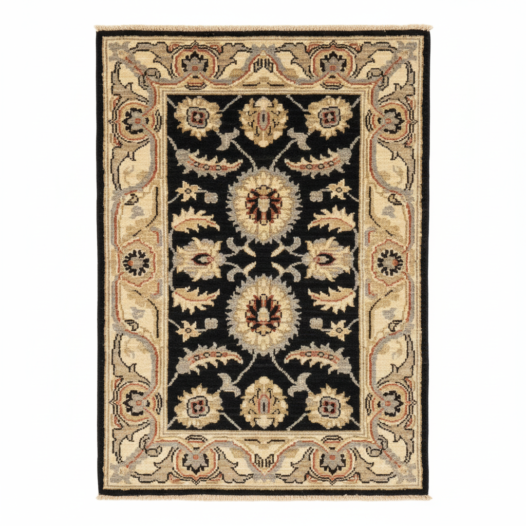 Small Floral Handmade Carpet - yakın çekim orijinal desen korunmuş beyaz arka plan
