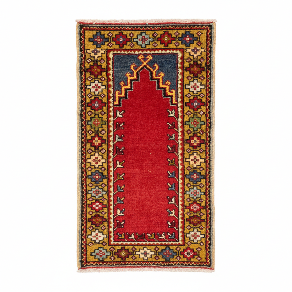 Traditional Small Handmade Carpet - orijinal desen korunmuş beyaz arka plan