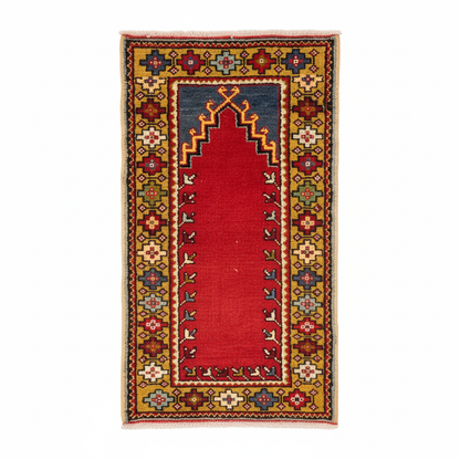 Traditional Small Handmade Carpet - orijinal desen korunmuş beyaz arka plan