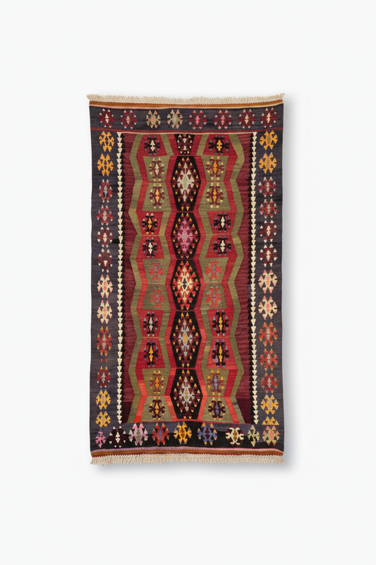 Tribal Kilim - Beyaz Arka Plan Dikey