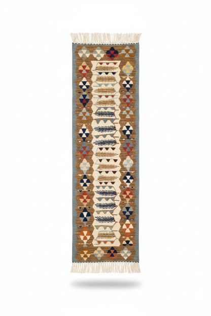 Turkish Handmade Runner Kilim - Beyaz Arka Plan