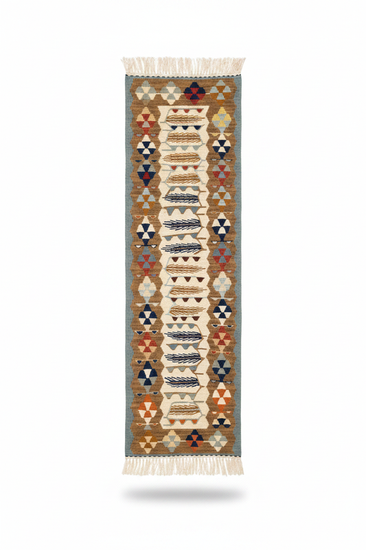 Turkish Handmade Runner Kilim - Beyaz Arka Plan