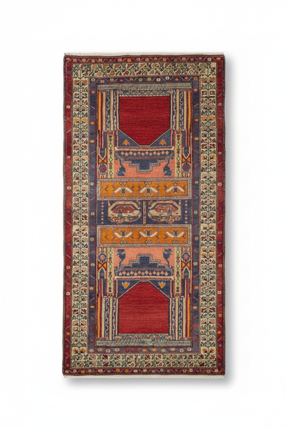 Turkish Vintage Carpet on White Background