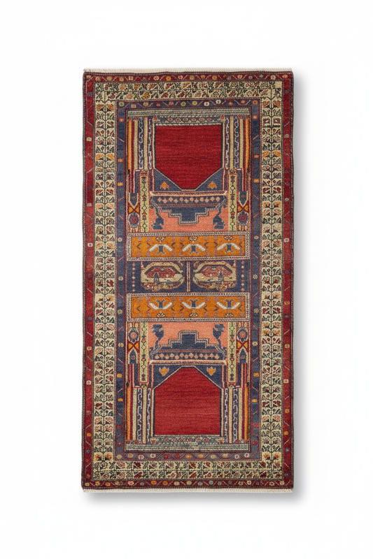 Turkish Vintage Carpet on White Background