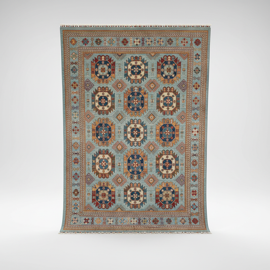 Turquoise Anatolian Carpet - asılı beyaz arka plan
