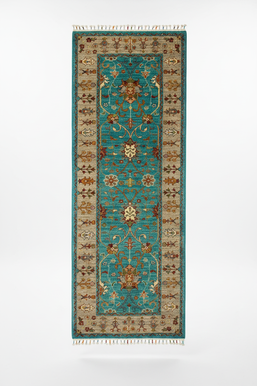 Turquoise Hallway Runner Rug - White Background