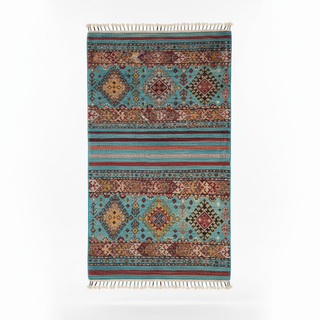 Turquoise Small Area Carpet - orijinal desen korunmuş beyaz arka plan