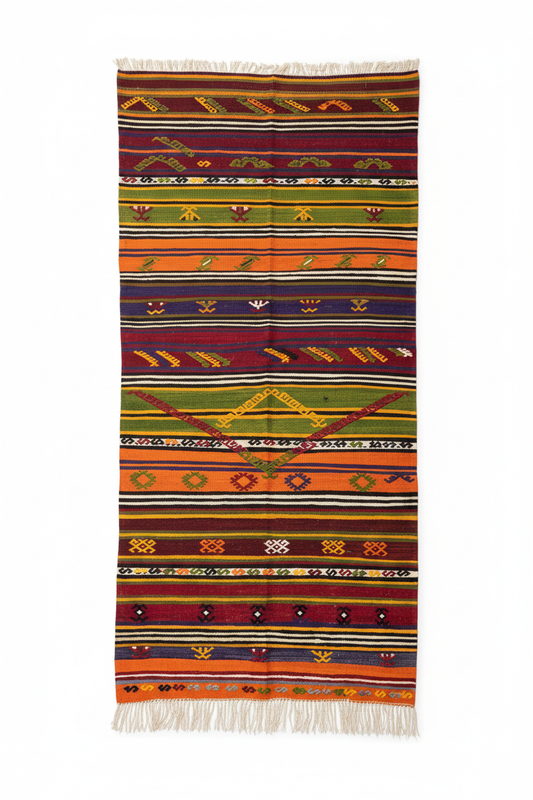 Vintage Anatolian Kilim Close-up