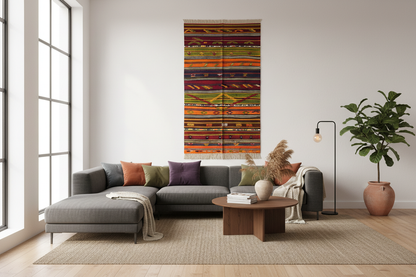 Vintage Anatolian Kilim in Living Space
