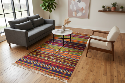Vintage Anatolian Kilim on Floor