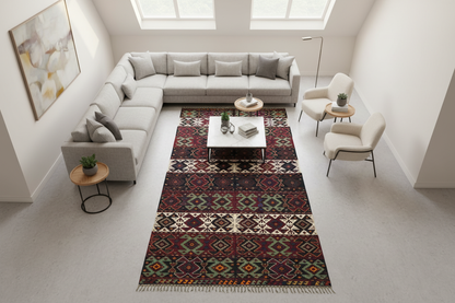 Vintage Turkish Kilim - Oturma Odası Kuşbakışı