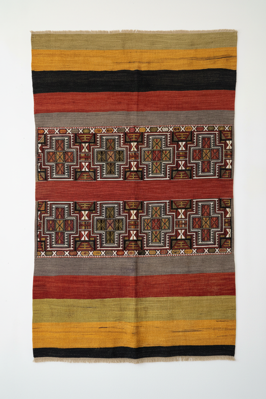 Vintage Turkish Kilim Rug - Beyaz Arka Plan